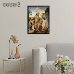 "Artery8 Verrocchio Da Vinci The Baptism Of Christ Framed Canvas Wall Art Print - Size: W24"" x H32""" - thumbnail 3