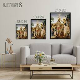 "Artery8 Verrocchio Da Vinci The Baptism Of Christ Framed Canvas Wall Art Print - Size: W24"" x H32""" - thumbnail 4