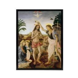 "Artery8 Verrocchio Da Vinci The Baptism Of Christ Framed Canvas Wall Art Print - Size: W24"" x H32""" - thumbnail 1