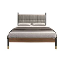 Angel Cerda Dark Grey Leatherette Double Bed, Walnut Veneer - thumbnail 2
