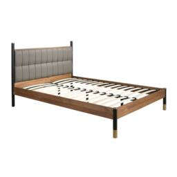 Angel Cerda Dark Grey Leatherette Double Bed, Walnut Veneer - thumbnail 1