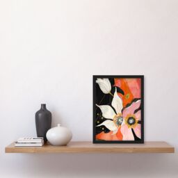 "Artery8 Abstract Pink Orange Flowers Artwork Floral Boho Framed Art Print - Size: W12"" x H16""" - thumbnail 4