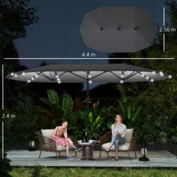 OUTSUNNY 4.4m Double-Sided Sun Umbrella Patio Parasol Solar in Dark Grey - thumbnail 3
