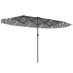 OUTSUNNY 4.4m Double-Sided Sun Umbrella Patio Parasol Solar in Dark Grey - thumbnail 2