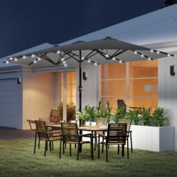 OUTSUNNY 4.4m Double-Sided Sun Umbrella Patio Parasol Solar in Dark Grey - thumbnail 1