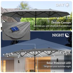 OUTSUNNY 4.4m Double-Sided Sun Umbrella Patio Parasol Solar in Dark Grey - thumbnail 4