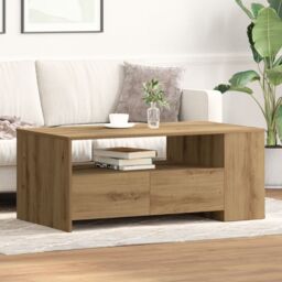 Berkfield Home Coffee Table - Artisan Oak - 102x55x43.5 cm - Made of Engineered Wood in Brown - thumbnail 1