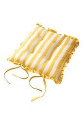 Homescapes Reversible Yellow Frilled Cushion Seat Pad with Ties Polka Dots Multi - Size: 40 cm x 40 cm - thumbnail 2