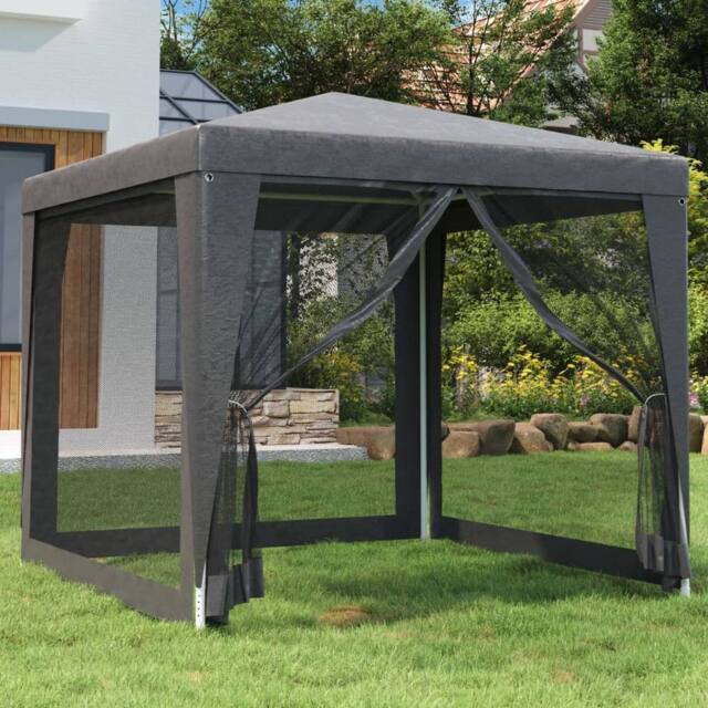 Berkfield Home Party Tent with 4 Mesh Sidewalls Anthracite 2.5x2.5 m HDPE in Black - image 1