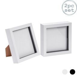 "Nicola Spring 3D Box Photo Frames - 6"" x 6"" - Pack of 2 in White" - thumbnail 1
