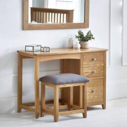 Cheshire Premium Brixton Single Dressing Table & Stool in Light Oak - thumbnail 2