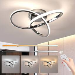 Goeco LED Ceiling Light, Dimmable, Bedroom Ceiling Light, 36W, Modern in Silver - thumbnail 1