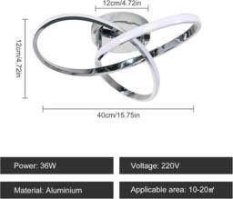 Goeco LED Ceiling Light, Dimmable, Bedroom Ceiling Light, 36W, Modern in Silver - thumbnail 5