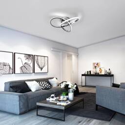 Goeco LED Ceiling Light, Dimmable, Bedroom Ceiling Light, 36W, Modern in Silver - thumbnail 2