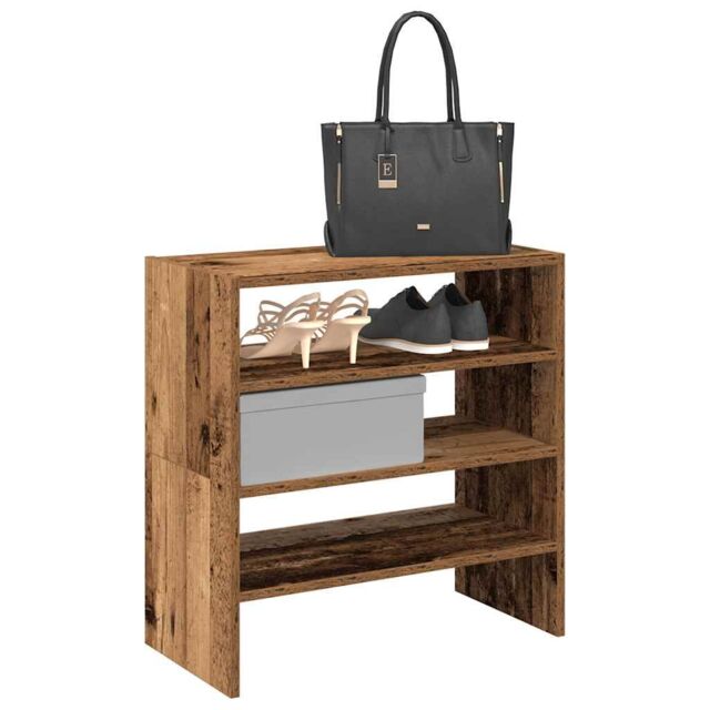 Berkfield Home Shoe Racks 2 pcs Stackable Old Wood 60x30x30.5 cm in Brown - image 1