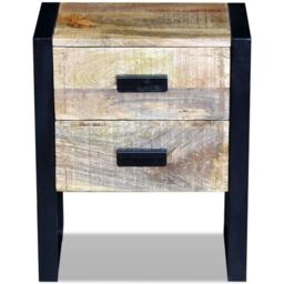 Berkfield Home Side Table with 2 Drawers Solid Mango Wood 43x33x51 cm in Brown - Size: 43 x 33 x 51 cm - thumbnail 6