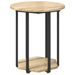 Berkfield Home Side Table Set of 2, Sonoma Oak Wood & Metal in Beige - thumbnail 5