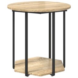 Berkfield Home Side Table Set of 2, Sonoma Oak Wood & Metal in Beige - thumbnail 4