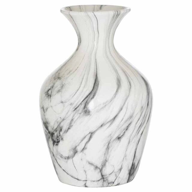 Lemon Pavilion Furniture and Decor Marble Ellipse Large Vase - Ceramic - L23 x W23 x H36 cm - Grey/White in White - image 1