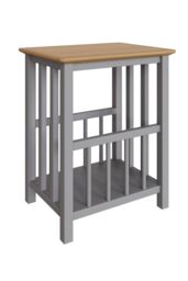 FWStyle Solid Oak Magazine Rack Table Grey Ready Assembled - thumbnail 4
