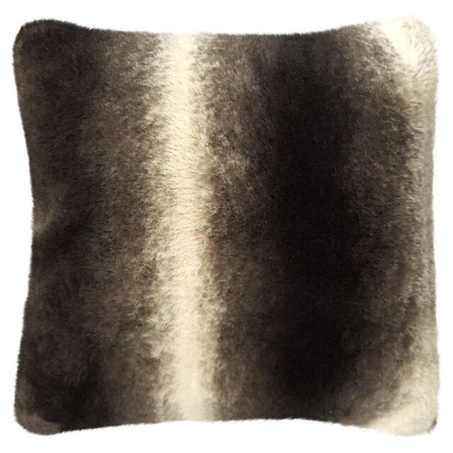 Velosso Plush Faux Fur Cushion - Gradient Brown & Grey Throw Cushion - Size: 43 cm x 43 cm