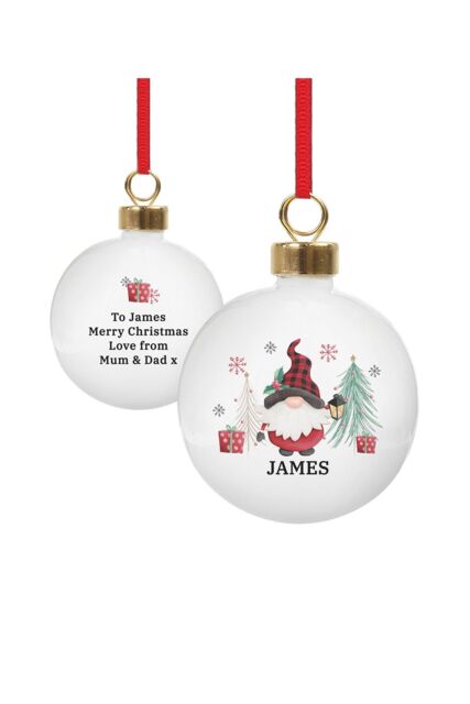 Personalised Memento Company Personalised Gonk Christmas Bauble in White - image 1