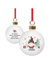 Personalised Memento Company Personalised Gonk Christmas Bauble in White - thumbnail 1