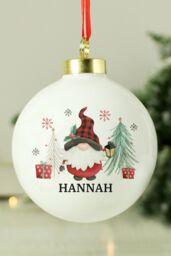 Personalised Memento Company Personalised Gonk Christmas Bauble in White - thumbnail 3