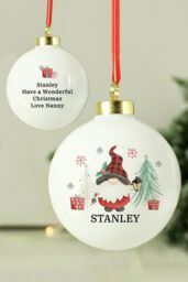 Personalised Memento Company Personalised Gonk Christmas Bauble in White - thumbnail 4