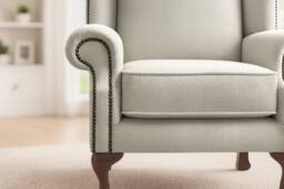 Somnior Hudson Sherpa Fabric Wingback Accent Arm Chair Manufactured in UK in Light Grey - Size: 1 Seater - thumbnail 3
