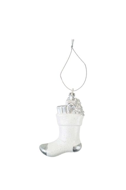 VFM e-Store Christmas Tree Decoration Silver White Stocking Ornament X - image 1