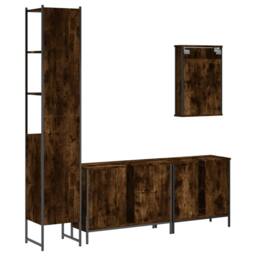 Berkfield Home Durable 4 Piece Bathroom Furniture Set Smoked Oak Engineered Wood in Brown - thumbnail 8