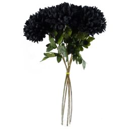 Leaf Pack of 6 x 75cm Extra Large Reflex Chrysanthemum - Black - Size: 6 x 75 cm - thumbnail 3