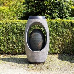 Primrose Nazare Oval Water Feature With Lights 75.5cm in Grey - thumbnail 1
