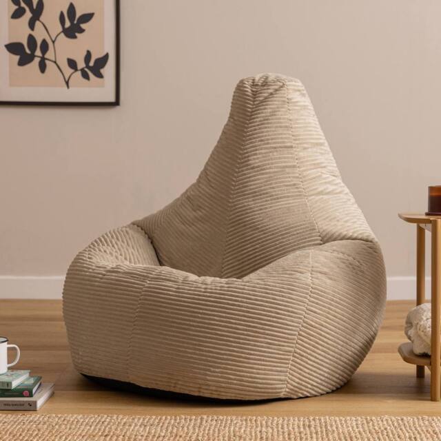 icon Dalton XL Jumbo Corduroy Bean Bag Recliner in Stone - Size: Extra Large - image 1