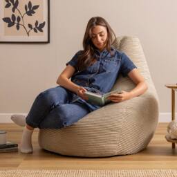 icon Dalton XL Jumbo Corduroy Bean Bag Recliner in Stone - Size: Extra Large - thumbnail 2