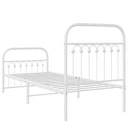 Berkfield Home Metal Bed Frame without Mattress with Footboard White 80x200cm - Size: 80x200 cm - thumbnail 6