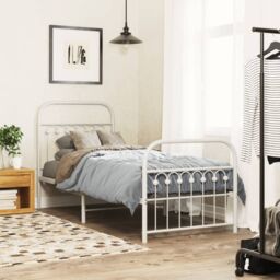 Berkfield Home Metal Bed Frame without Mattress with Footboard White 80x200cm - Size: 80x200 cm - thumbnail 1