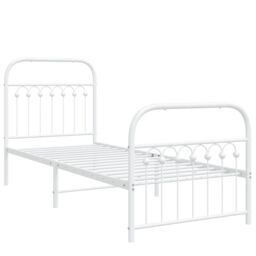 Berkfield Home Metal Bed Frame without Mattress with Footboard White 80x200cm - Size: 80x200 cm - thumbnail 3