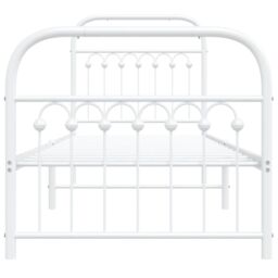 Berkfield Home Metal Bed Frame without Mattress with Footboard White 80x200cm - Size: 80x200 cm - thumbnail 4