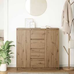 Berkfield Home Sideboard with Drawers Artisan Oak 100.5x35x98.5 cm Engineered Wood in Brown - thumbnail 3