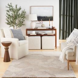The Rug Shop UK Beige Modern Abstract Rayon Easy To Clean Cotton Backing Rug - Size: 160 cm x 220 cm