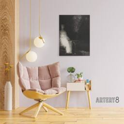 "Artery8 Gaze on the Chair Human Figure Outline Redon Canvas Wall Art in Grey - Size: W18"" x H24""" - thumbnail 3
