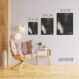 "Artery8 Gaze on the Chair Human Figure Outline Redon Canvas Wall Art in Grey - Size: W18"" x H24""" - thumbnail 4