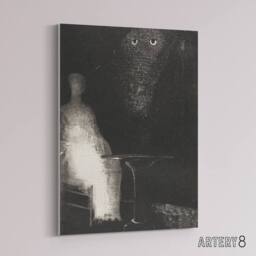 "Artery8 Gaze on the Chair Human Figure Outline Redon Canvas Wall Art in Grey - Size: W18"" x H24""" - thumbnail 2