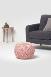Homescapes Macrame Knitted Pouffe 40 x 50 cm in Pink - thumbnail 2