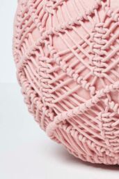 Homescapes Macrame Knitted Pouffe 40 x 50 cm in Pink - thumbnail 4
