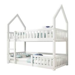 Merax 3FT Twin Sleeper Bed White Wood House Bunk Bed With Ladder - Size: Single - thumbnail 5