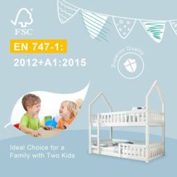 Merax 3FT Twin Sleeper Bed White Wood House Bunk Bed With Ladder - Size: Single - thumbnail 7