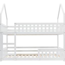 Merax 3FT Twin Sleeper Bed White Wood House Bunk Bed With Ladder - Size: Single - thumbnail 4